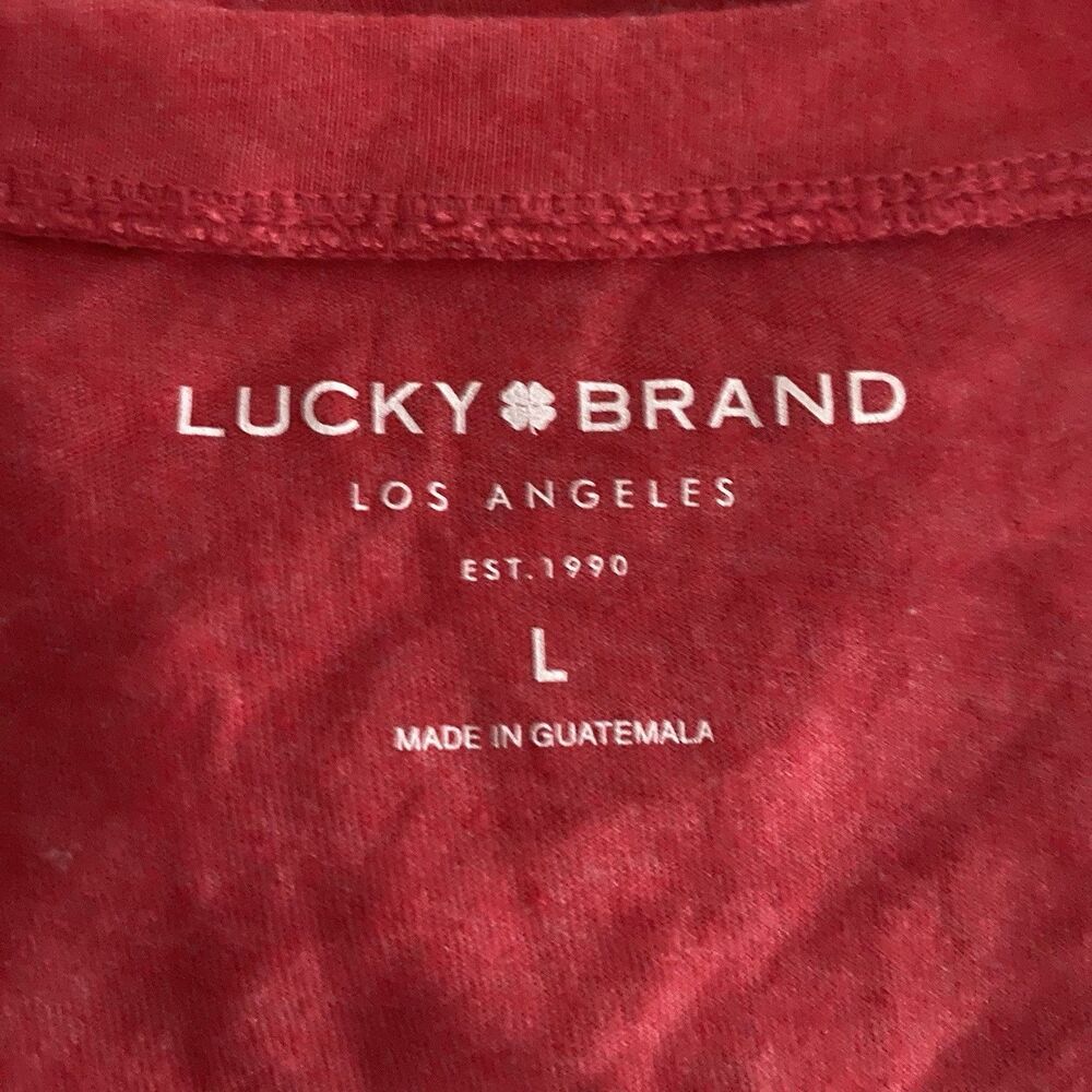 Lucky Brand T Shirt Womens Large Red Floral Bird Graphic Print Soft - Picture 5 of 7